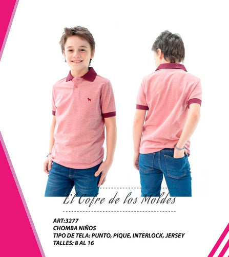 El Cofre De Los Moldes Digital Kids Short Sleeve Polo Pattern, Sizes 8 to 16 Pack 0