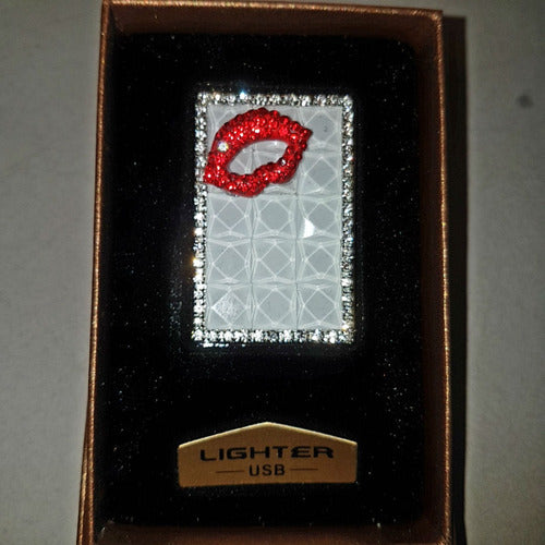 Rechargeable USB Digital Lighter with Stones and Sparkles 10