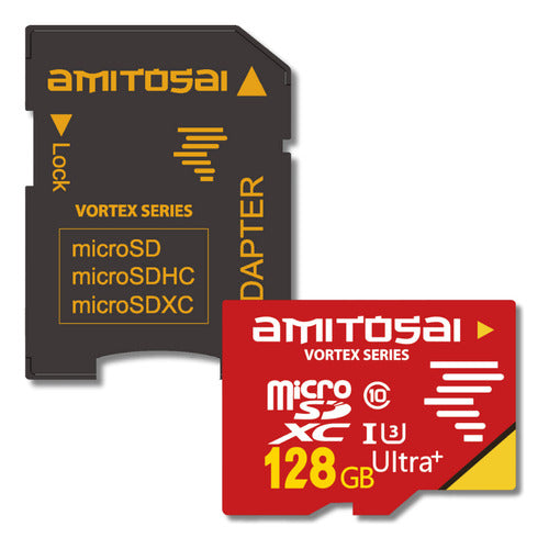 Amitosai Memoria SD 128GB C 10 U3 Serie Vortex MTS-Rocket 2