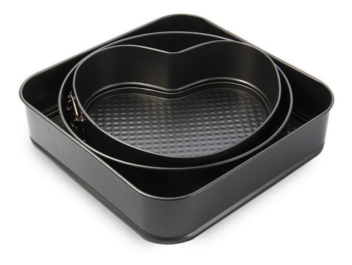 Master Sale Set X3 Removable Non-Stick Cake Molds - Square, Round, Heart 1