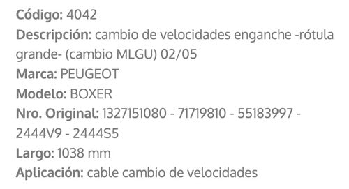 FREMEC Gear Shift Cable 4042 Long Ducato 2.8 1