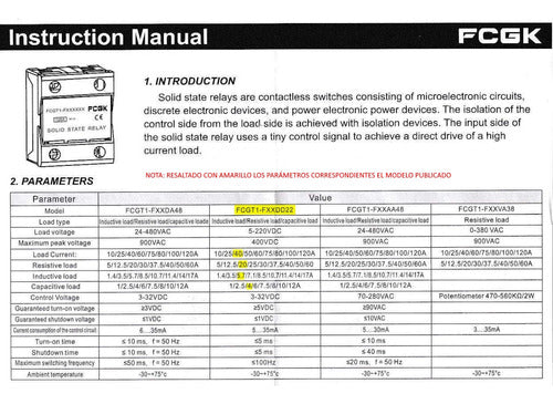 FCGK Solid State Relay 40A DC 5 to 220 VDC 4