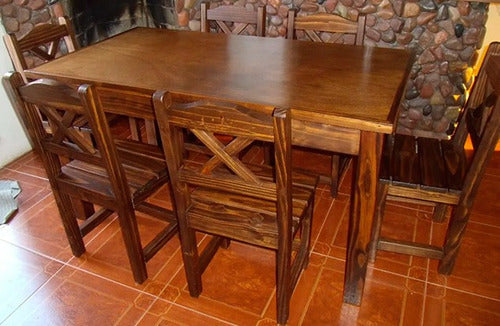 Juego De Comedor Pino Lustrado  6 Sillas 1