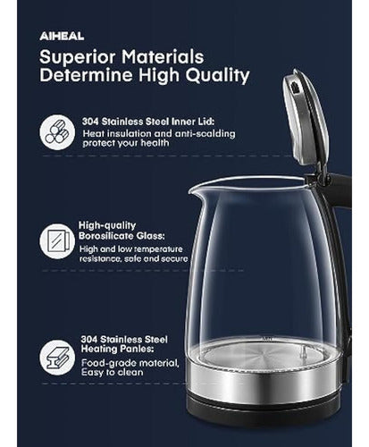 Aiheal Electric Kettle, Glass Tea Pot with Temperature Control 3