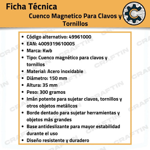 Cuenco Magnetico Para Clavos Y Tornillos Kwb Einhell 1