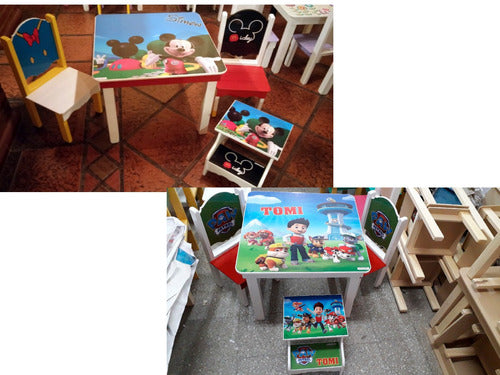 Crecer en Colores Combo Mesa Infantil + Dos Sillas + Banquito Escalera 7