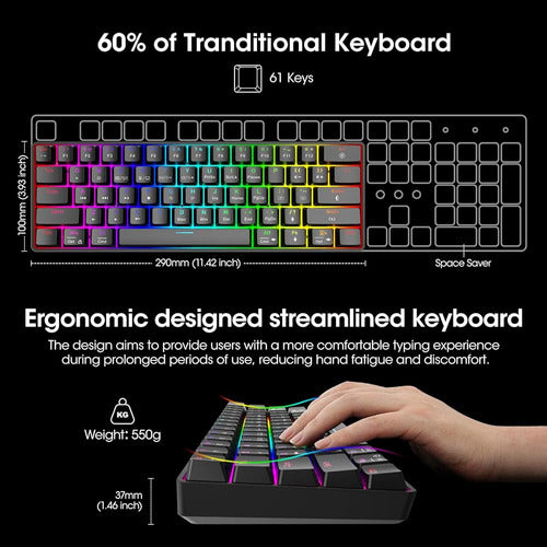 Koorui 60% Gaming Keyboards, 61 Keys Mechanical Keyboard 4