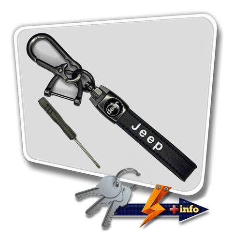 Jeep Keychain Carabiner All Black Leather Tuningchrome 1