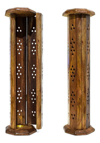 CM Incense Holder Tower Indian Wood 36 cm x 8 cm 2