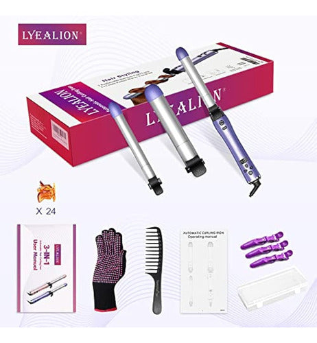 Lyealion Rotating Hair Curling Iron with Beach Waves-3 3