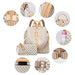 Makes Beige PU Leather Women's Backpack in Checkered Design 3