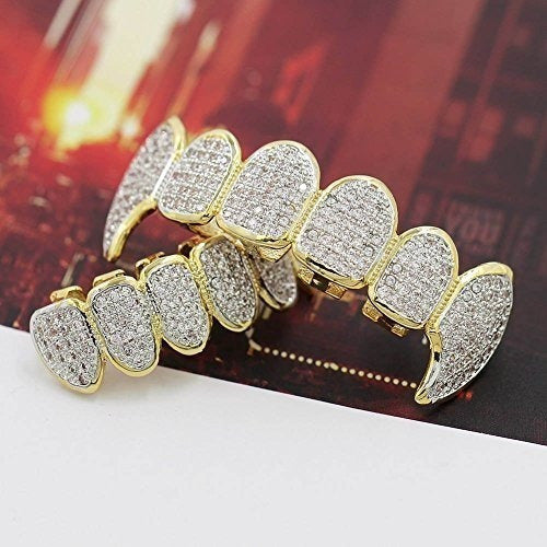 Jinao 18 Carat Gold Plated Grillz Set for Golden Teeth 6