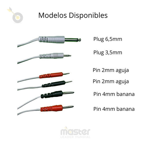 AVIGOM Kit 4 Cables Para Electroestimulador Plug 6.5mm A Aguja 2mm 1