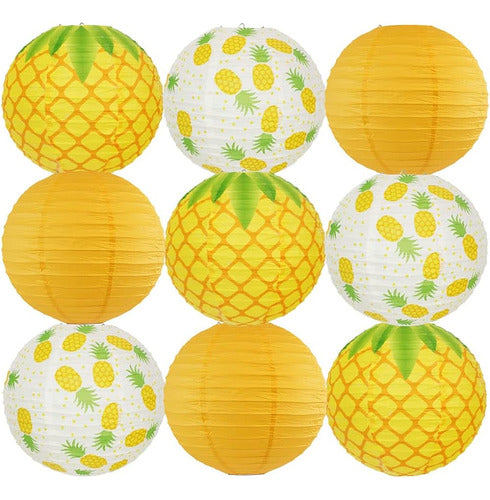 Just Artifacts 12 Inch Hanging Paper Lanterns - Pineapple Party, 9pcs 0