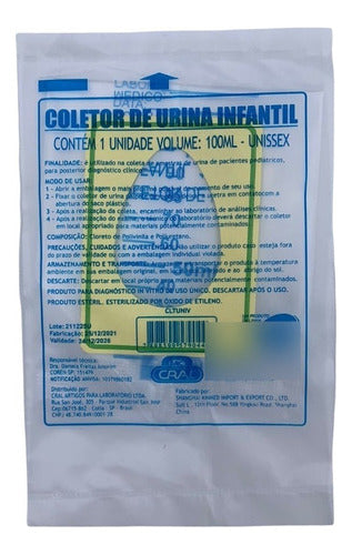 Coletor De Urina Infantil 100ml Com 100 Und Cralplast Com Nf 0