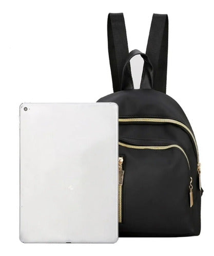 MAS Accesorios Mini Waterproof Backpack in Black with Gold 4