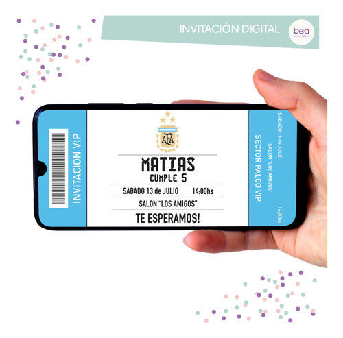 Digital Birthday Invitation Card Argentina Soccer Theme 1