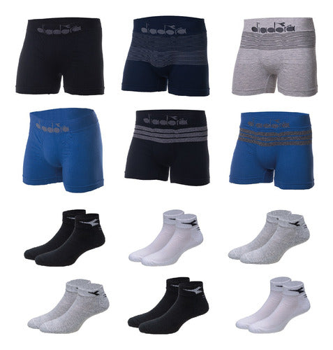 Diadora Combo 12 Boxer + 12 Pairs of Socks Varied for Men 0