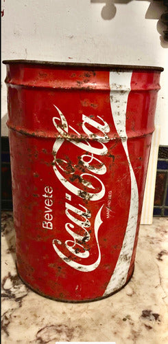 Recipiente Enorme 45cm Chapa Lata Coca Cola Tacho  Italiano 0