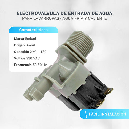 Valvula Carga Agua Lavarropas Philco Phlf060b 2