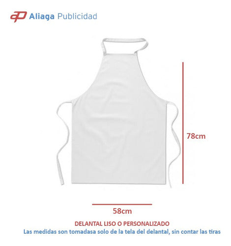 Aliaga Delantal Blanco Cocinero Liso 78 Alto X 58 Ancho 1