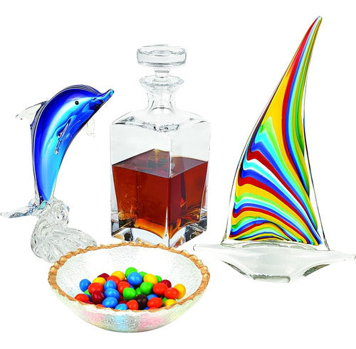 Badash Murano-style Art Glass Rainbow Sailboat Figurine - 13 1