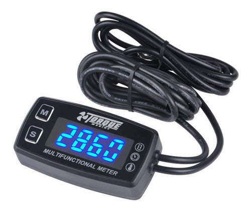 Digital RPM Tachometer 12V Temperature Hour Meter LED Motorcycle 1