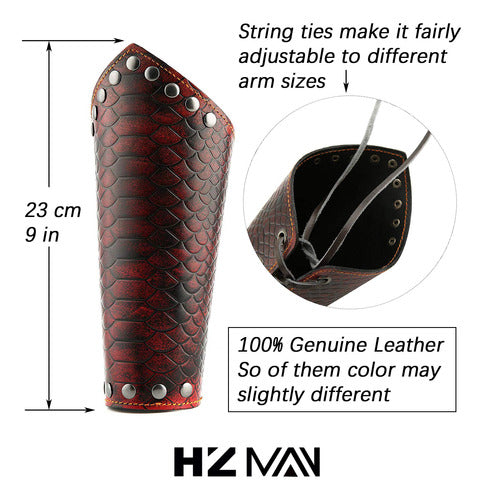 Hzman Dragonscale Bracers Genuine Leather Dragon Knight Gauntlet 6