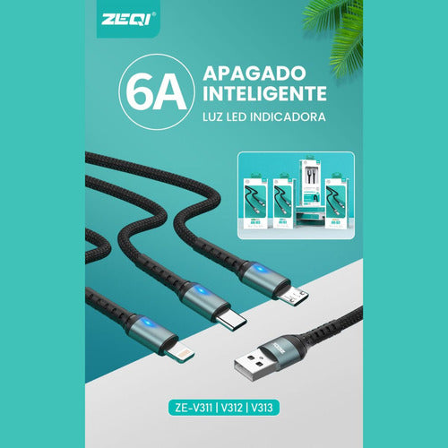 Cable De Datos Zeqi (usb - Para iPhone) 1.2m M: Ze-v313 3