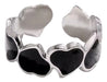 Burdah Delicate Adjustable Women's Ring Hearts Black Silver 0