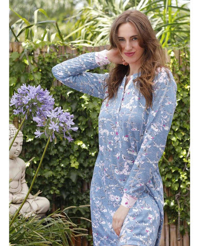 Winter Modal Printed Button Nightgown - Doncelle 1116-20 1