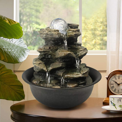 Bbabe Spinning Orb Rock Indoor Zen Waterfall Fountain with LED Light 0