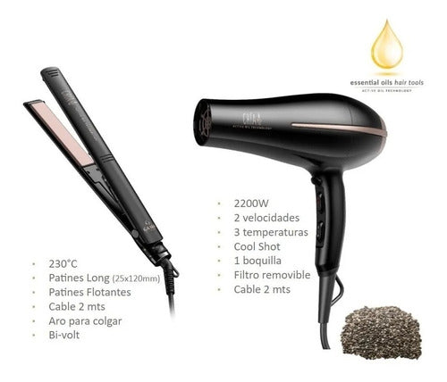 GA.MA Italy Combo Chia Flat Iron + Hair Dryer 3