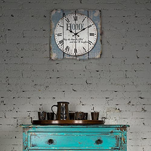 Stonebriar Vintage Blue Wood Wall Clock 15.7x15.7 Inches Roman Numerals 5