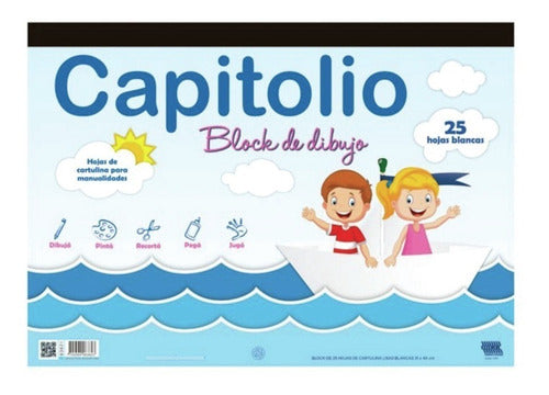 Capitolio Block Tipo El Nene N6 Blanco Tempera Acuarela Pack X 3 0