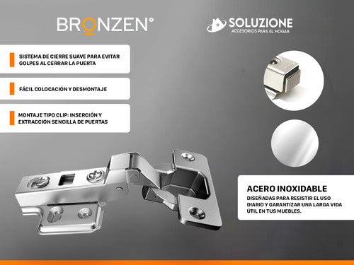 Bronzen Soft Close 35mm 9 Bend Stainless Steel Hinge X 12 Units 7