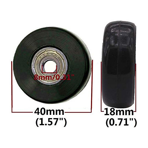 Replacement Luggage Wheels 40mmx18mm with 8mm Bearings Black 1
