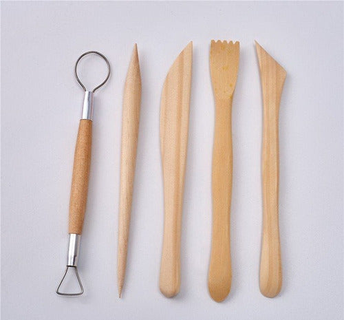 Set of 4 Wooden Modeling Tools + 1 Carver. High Quality 0
