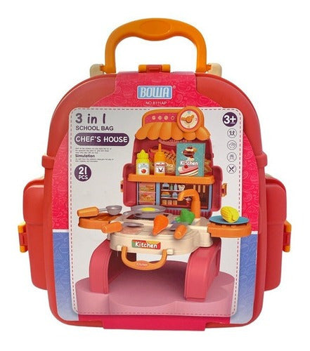 Fibro Valija Mochila Cocina Chef House 3 En 1 Accesorios 21 Piezas 0