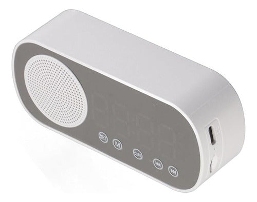 Djtiendaonline Mini Bluetooth Radio SD White Digital Alarm Clock 3