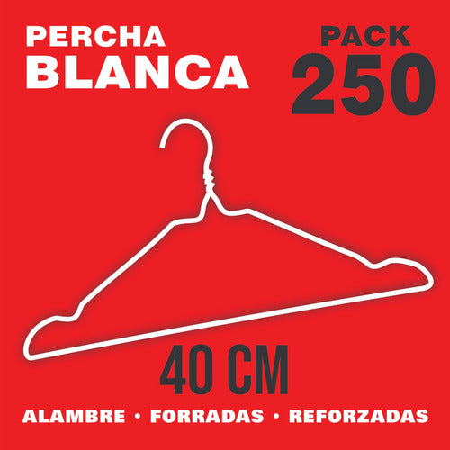 Solo Perchas Perchas De Alambre Forradas Reforzadas X250 - Color Blanca 0