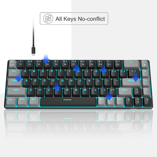 Teclado De 68 Teclas. Compacto. Mecanico. Gamers. Iluminado. 3