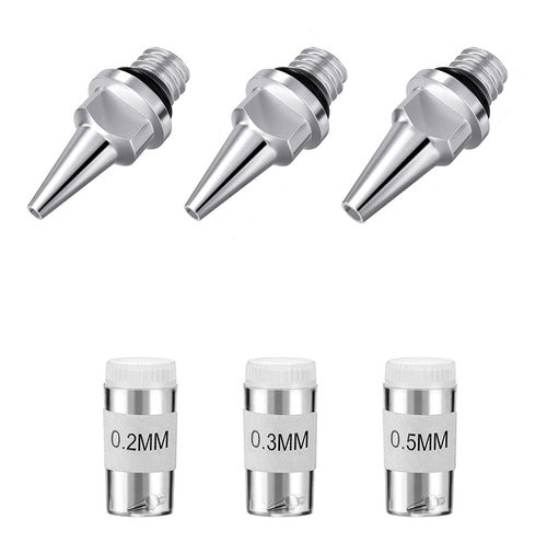 Set of Nozzle Tips for Gravity Feed Airbrushes 0.2 0.3 0.5mm 0