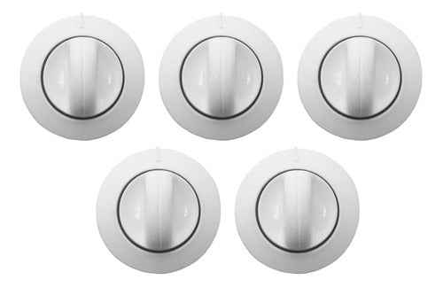 Set of 5 White Knobs 8mm Peabody Coventry Nex 0