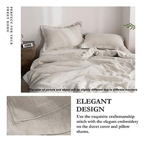 Simple&Opulence 100% Linen Embroidered Duvet Cover Set 1