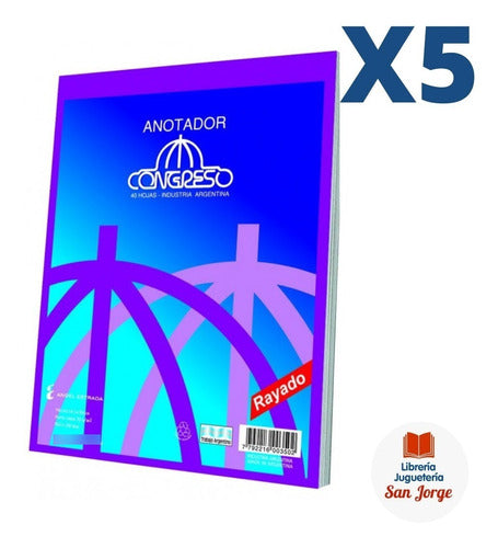 Congreso Notepad Block 40 Sheets Ruled 16x21 Cm X5 Units 1