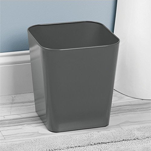 InterDesign Gia Steel Wastebasket Trash Can for Bathroom, Office, Den, Bedroom – Slate Waste 1