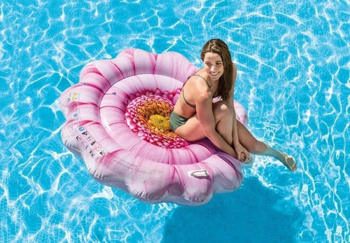 Colchoneta Inflable Pileta Intex Margarita Rosa 142cm 2