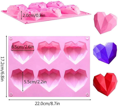 3D Faceted Heart Silicone Mold for Baking and Crafting 5