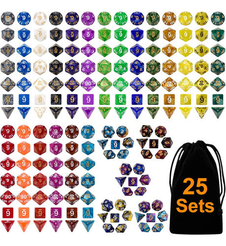 Juego De Dados Dnd Con 175 Piezas En 25 Colores, Incluye Bol 0